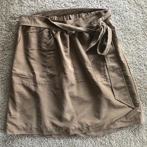 A New Day Khaki Skirt with Tie and Pockets